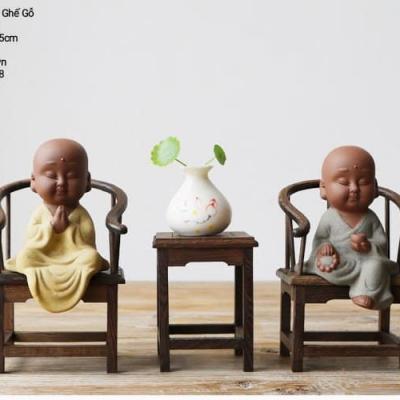 BỘ BÀN GHẾ GỖ KÈM TƯỢNG CHÚ TIỂU